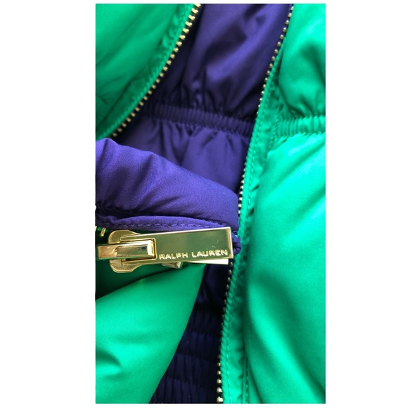 Ralph Lauren Reversible Down Vest Green & Purple - Picture 6 of 7